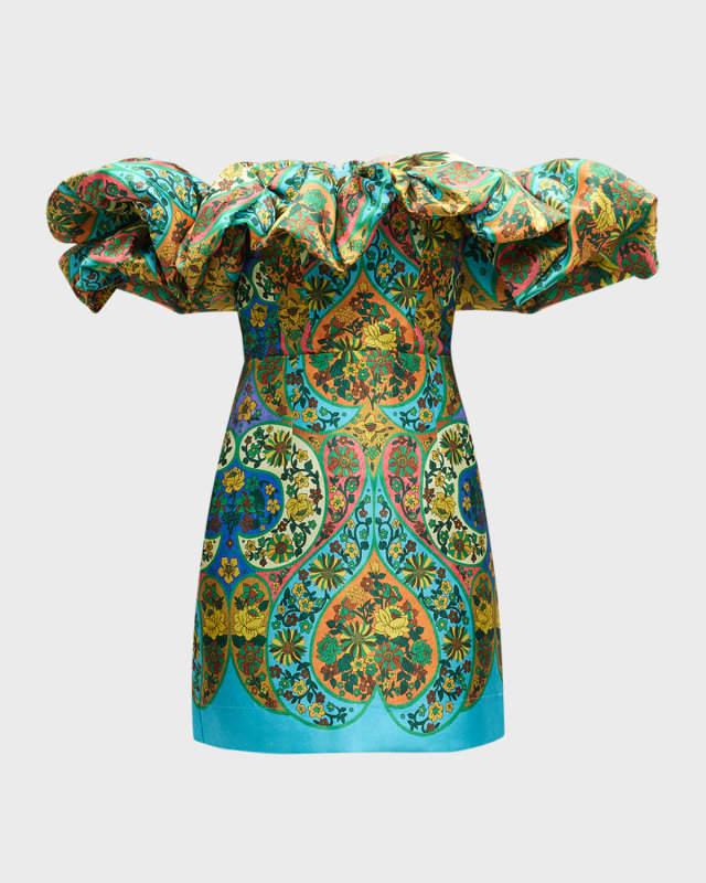 Sofie Off-Shoulder Frill Taffeta Mini Dress